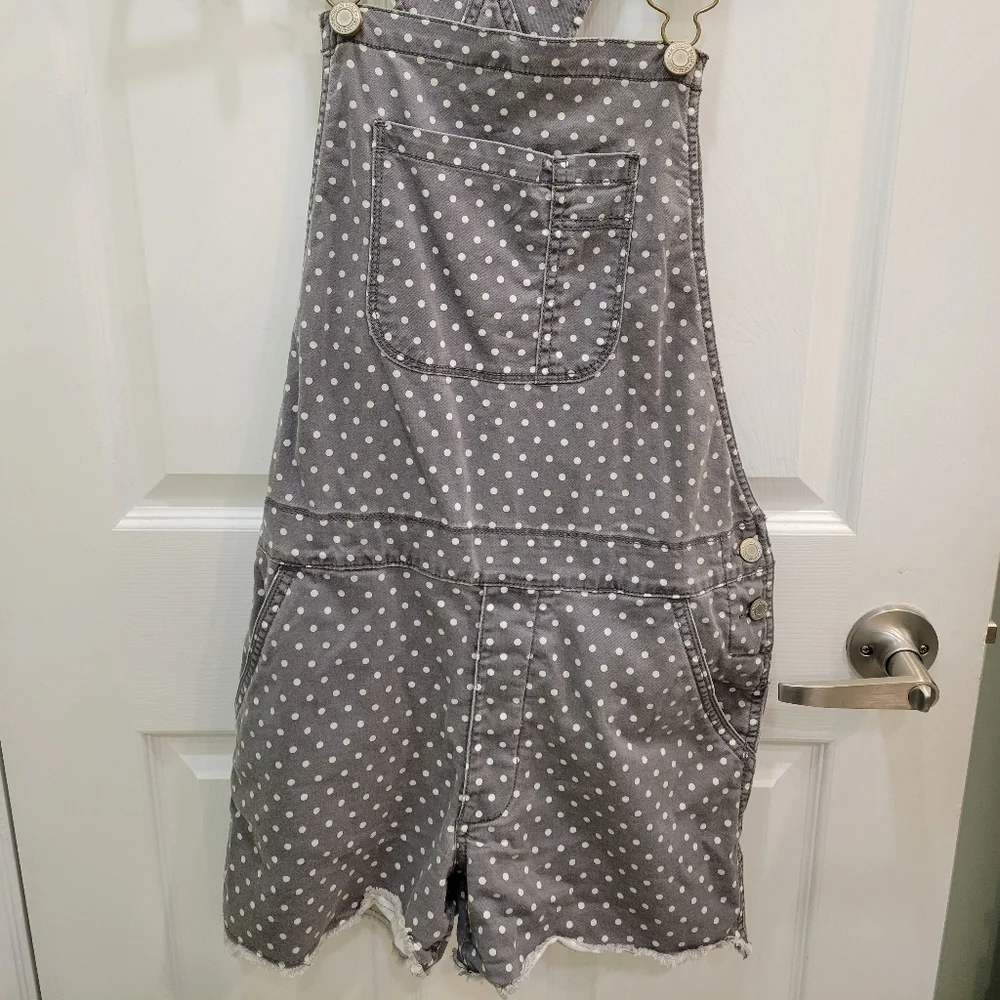 American Eagle Grey/Mint Polkadot Shortalls - Picture 2 of 4